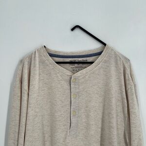 Jachs New York Long Sleeve Henley Shirt Tee In Off White